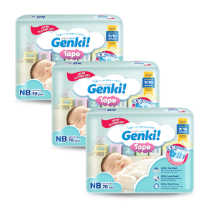 Nepia Genki! Mega Pack Tape Diapers NB78 - Carton of 3