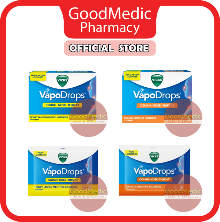 Vicks Vapodrops Cough Nose Throat Triple Action Lozenges Honey Lemon Orange Menthol S