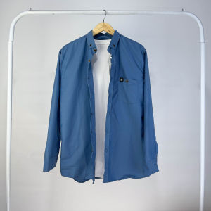 Kemeja Polos Pria Wanita Dewasa Denim Soft Blue Lengan Panjang TerMurah Best Seller