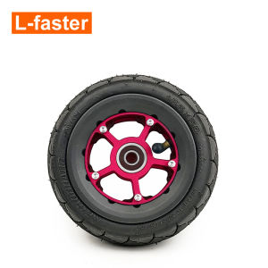 ล้อยางรถสคูเตอร์แบบมีกระดานสเกตภูเขาไฟฟ้า6นิ้วสีดำกลวงมีรูอลูมิเนียมอัลลอยด์สีน้ำเงิน