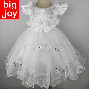 Big Joy Baby Formal Party Gown for Baby christening with Appliques Flowers White for Ages 3 to 24 Months Old 564317