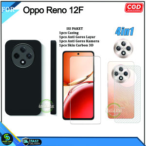 Paket 4in1 Case Oppo Reno 12F 4G 11F Softcase Slim Black Protect Camera Casing