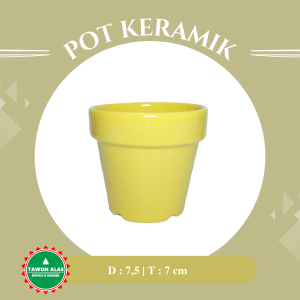 Pot Keramik Bonsai Bundar Mini Kaktus Sukulen