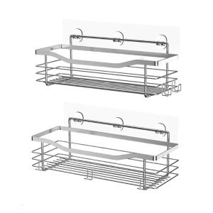 Adhesive Shower Holder Sturdy Stainless Steel Shelves for Bathroom Storage Rustproof No Drill Installation for Shampoo