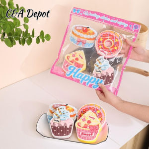 4 Pcs Set Cute Kitchen Sponge Reusable Scrub Pad Cake Shaped Sponge Dish Washing Cleaning Scrubber Funny Dish Cloth Kitchen Towels Kitchen Accessories