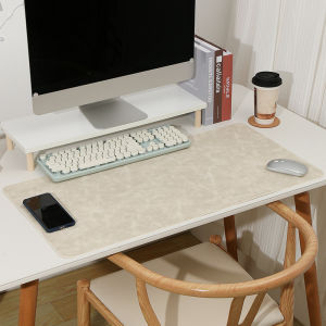 Oversized Crazy Horse Grain Leather Desk Pad Waterproof Oilproof PU Mouse Mat Anti-Slip Bottom Dual Use Desk Protector for Laptop Office Gaming