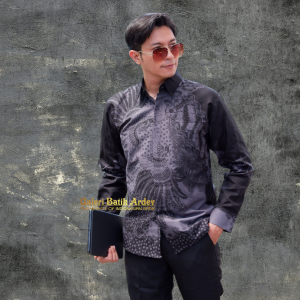 Galeri Batik Ardev - Astunkara Kemeja Batik Pria Lengan Panjang Slim Fit Atasan Batik Warna Hitam