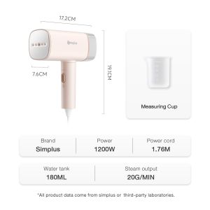 Simplus Handheld Garment Steamer丨1200W High Power丨180ml Water Tank丨Foldable Portable Dual Use GTJH020