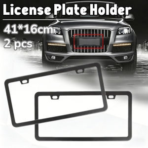 2PCS Universal Car License Plate Holder 41x16cm Stainless Steel Front and Rear License Plate Frame