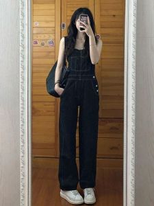 919 JEANS : High Quality Fashionable Womenswear Trendy Korean Fashion Jumper Suit Denim Pants with Pockets and Buttons