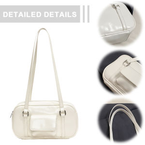 Shoulder Bag for Women with Inner Pockets Boston Bag PU Leather Zipper Closure Handbag Solid Tote Bag for Work Travel