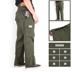Celana Cargo Outdoor Panjang Pria Gombrong Lose Pants Reguler Fit Army Kargo PDL Gunung Bahan Twill