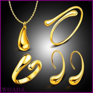 WOADA 4Pcs Fashion Teardrop Jewelry Set For Women Simple Ring Necklace Bracelet Earrings Set For Banquet Wedding Jewelry