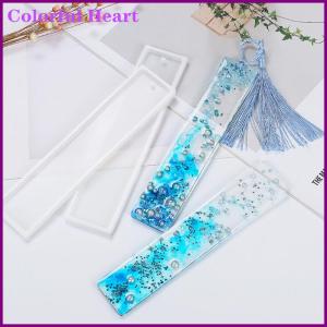 Colorful Heart แม่พิมพ์ซิลิโคนทำที่คั่นหนังสือทรงสี่เหลี่ยมผืนผ้าทำด้วยอีพอกซีเรซินแม่พิมพ์งานฝีมือแบบทำมือ