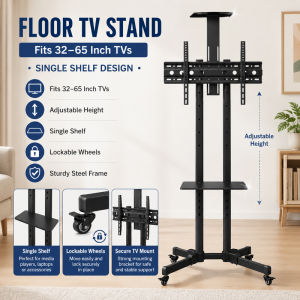 Hakimi Mobile TV Stand - 32-70 inches Adjustable Height Portable Floor TV Stand Vertical TV Cart Frame