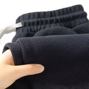 Plain Waffle fabric Casual Elastic waist Straight pants Looes Square pants M-4XL