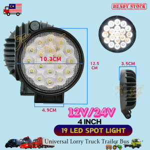 Lampu Kerja 12V/24V 19LED Spot Lamp Universal SportLight 4 INCH SUV 4x4 Lorry Boat Truck Forklift
