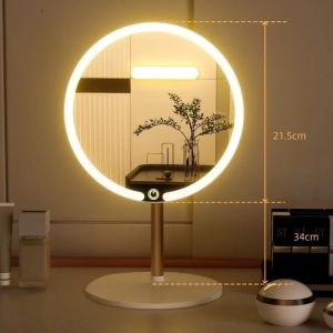 Sacesr Lighting Makeup Mirrors Desktop Mirror Living Room Portable Dressing Table Accessories Household Foldable Aesthetic Ornaments 6K4N7