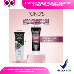 [ FW PURE ] PONDS PURE BRIGHT POLLUTION D-TOXX FACIAL WASH 100 GR / SABUN WAJAH