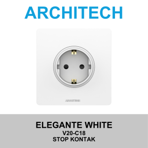 ARCHITECH Elegante White V20-C18 Stop Kontak - Colokan Listrik