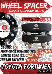 ERMETIQ FORGED WHEEL SPACER for TOYOTA FORTUNER 6X139.7 106.1mmCB HUB CENTRIC ALUMINUM ALLOY
