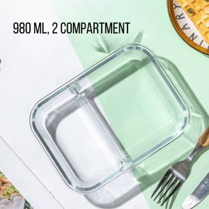 LOCAUPIN Borosilicate Glass Bento Lunch Box Airtight Leakproof Food Container with Air Valve Lid Microwave Oven Safe