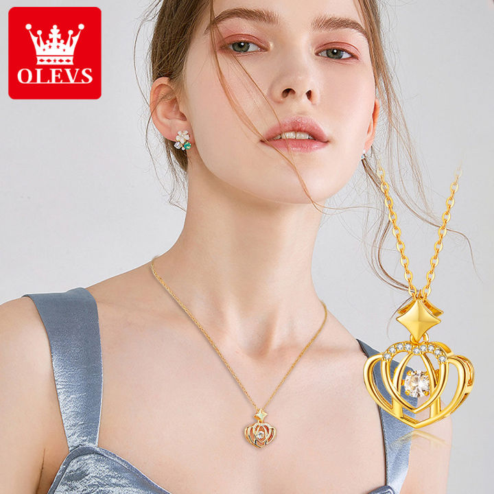 OLEVS Women Necklace/Bracelet INS Style 2024 New 18K Gold Pendant