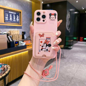 REDMI 9A 9C 9T 10A 10C 12C 13C 14C 15C Note 9 9s 10 10s 11 11s 12 13 14 Pro Pro+ Plus 4G 5G mickey minnie card slot sling strap phone case casing cover 手机壳