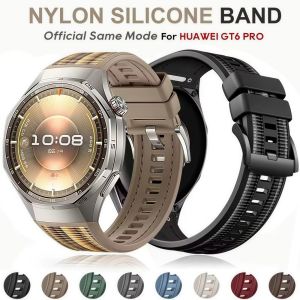 NIFINE 46mm Nylon Silicone Strap Breathable Lightweight Original Composite Watch Strap  Waterproof Sports Watch Strap for Huawei Watch GT6 Pro Men Women