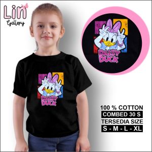 Kaos anak perempuan kartun donal bebek umur 1 - 8 tahun baju cewek distro keren model baru hitam