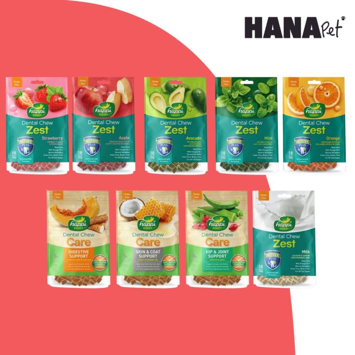 Happi Doggy Dental Chew Zest/Care Treats for Dog 150g/HardChew(18pcs