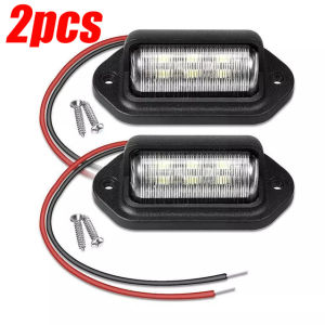 2Pcs Truck License Plate Light 6LED 12-24V Car Night Safety Driving Trailer Tail Lamp Universal Bus Motorcycle Signal Bulb