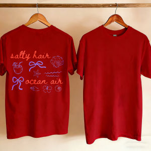 [Local Stock] HBESTY  Salty Hair and Ocean Air Coastal Graphic Tee Trendy Summer Shirt Womens Vacation T-Shirt Seashells Aesthetic Beach Club Tops Tee