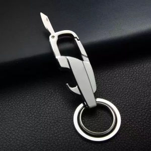 Simple Keychain Waist Hanging Key Ring Anti-lost Metal Keychain Car Key Holder with Bottle Opener