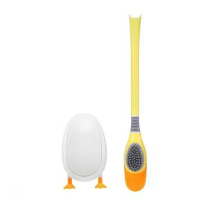 Duck Shape Silicone Toilet Brush Bathroom Toilet Bowl Scrubber Brush with Storage Box TPR Bristles Bathroom Accessories