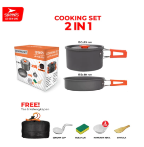 SPEEDS Alat Masak Set Mini Camping Cooking Set 2-3 Orang Nesting Stove  Portable 003-201