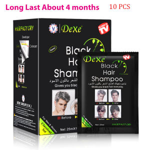 10 Bag Black Hair Shampoo 5 Mins Dye Hair Into Black Natural Faster Black Hair Restore Colorant Shampoo For Elder