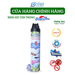 [Hàng Chính Hãng] Bình xịt côn trùng EnterOne 600ml hương hoa thiên nhiên. Xịt diệt gián xịt kiến xịt muỗi hiệu quả an toàn. Xịt muỗi vằn xịt gián xịt kiến ba khoang