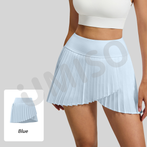 UMISO Women Pleated Sport Skirt High Waist Fake Two-Piece Anti-Exposure Lined Golf Tennis Culottes Running Yoga Short Skirt