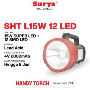 Surya Senter LED Cas Super Terang / Lampu Emergency 2 in 1 - SHT L15W 12LED - BONUS Kabel Charger