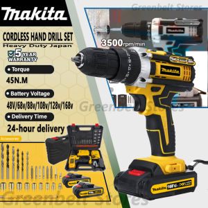 Makita Cordless Drill Heavy Duty Set Brushless Drill Power Tools Original Japan Made Wireless Drill Carbon Brush 48v to 168v Optional 2pc Li-Ion Battery Rechargeable Drill For Wood Working Machine For Motorcycle Portable Electric Hand Drill