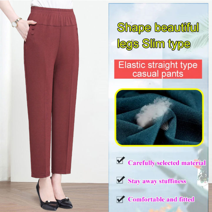 supercomfort Fashion Ladies Stretch Pants Waist Straight Casual Pants ...