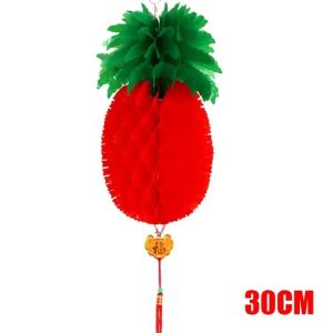 3pcs Chinese Spring Festival Pineapple Foldable Lantern New Year Lanterns Oil-plastic Paper Folding Honeycomb Pineapple Lanterns Hanging Ornaments 20/30cm