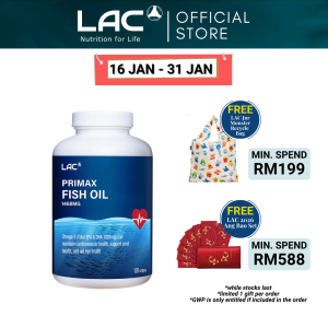 [Expiry Mar 2027] LAC Primax Fish Oil 1468mg (120 Softgels) for Blood Pressure Cholesterol Vision Memory Brain and Heart Health