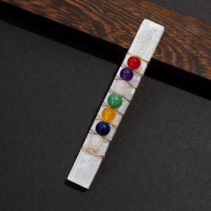 Chakra Selenite Wand ✨ 7 Energy Center Cleanser | Reiki Healing Stick | Home Office Decoration