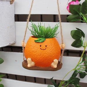 Trang trí bằng nhựa resin cam Swing planter thích hợp cho không gian nội thất và ngoại thất sáng tạo khác nhau và sử dụng trang trí