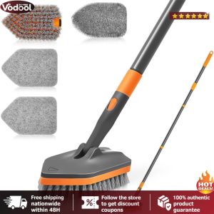 [VTO] Tile Tub Scrubber Brush with Long Handle Ground Seam Brush Detachable for Home Kitchen Bathroom Garage Decking Patio