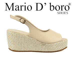 Mario D Boro Womens Chic Faux Leather & Woven Fabric Open Toe Wedge Sandals LW 26011 Beige/Black/Off White C44 C51 C58 C65 C86