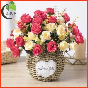 Giỏ hoa lụa vintage nhiều mẫu trang trí bàn kệ tủ giá sách trang trí tường