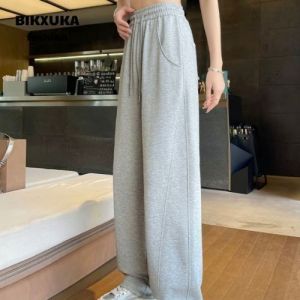 BIKXUKA - Quần suông Ống Rộng Vải Nỉ 2 Da Mềm Mịn Quần Nỉ  Thụng Cạp Chun túi tròn Tôn Dáng Thời Trang Q12